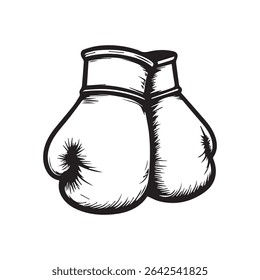 Line hand drawn doodle boxing gloves. Outline box drawing icon isolated on white background. Vector illustration