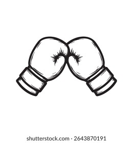 Line hand drawn doodle boxing gloves. Outline box drawing icon isolated on white background. Vector illustration