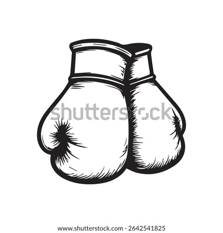 Line hand drawn doodle boxing gloves. Outline box drawing icon isolated on white background. Vector illustration