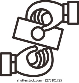 line hand gift money icon Editable vector stroke - vector