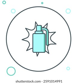 Line Hand grenade icon isolated on white background. Bomb explosion. Colorful outline concept. Vector