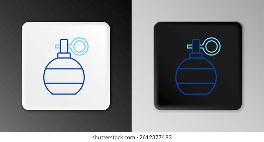 Line Hand grenade icon isolated on grey background. Bomb explosion. Colorful outline concept. Vector