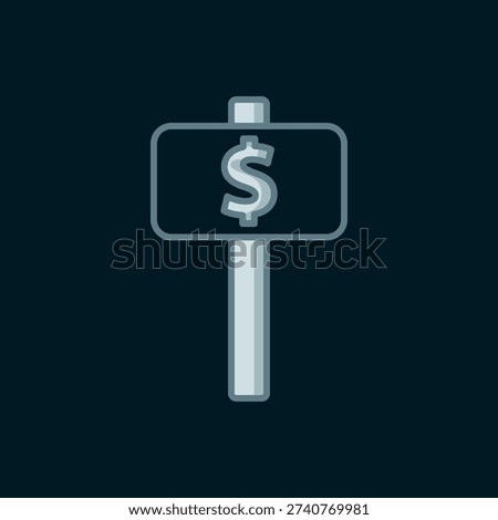 Line Hand holding auction paddle icon isolated on black background. Bidding concept. Auction competition. Hands rising signs with BID inscriptions. Flat filled outline style with shadow. Vector