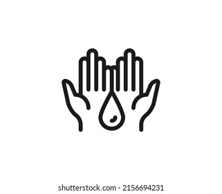 Line hand icon isolated on white background. Outline symbol for website design, mobile application, ui. Hygiene pictogram. Vector illustration, editorial stroсk. 