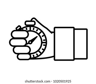 line hand man with chronometer time object