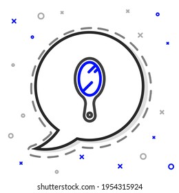 Icono de espejo de mano de línea aislado en fondo blanco. Concepto de esquema colorido. Ilustración vectorial