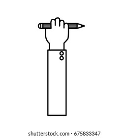 line hand with pencil tool design