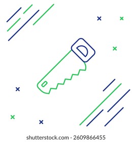 Line Hand saw icon isolated on white background. Colorful outline concept. Vector