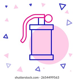 Línea Icono de granada de humo de mano aislado sobre fondo blanco. Explosión de bomba. Concepto de contorno colorido. Vector