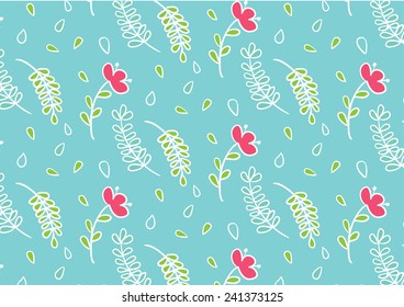 line hand-draw cute floral pattern background vector