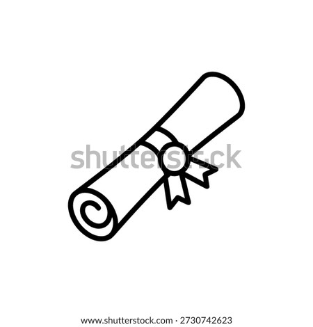 Line Handdrawn Rolled Diploma Scroll with Ribbon Award Certificate