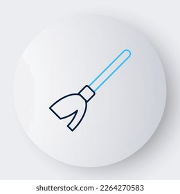 Line Handle Besen Symbol einzeln auf weißem Hintergrund. Reinigungskonzept. Farbiges Rahmenkonzept. Vektorgrafik