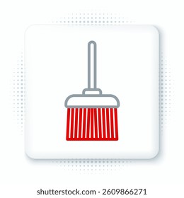 Line Handle broom icon isolated on white background. Cleaning service concept. Colorful outline concept. Vector