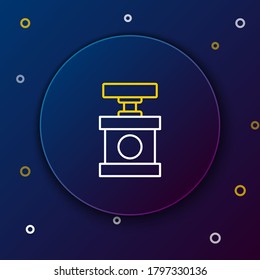 Detector de mango de línea para icono dinamita aislado en fondo azul. Concepto de esquema colorido. Vector