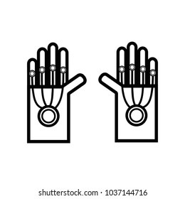 line hands virtual reality inside video game