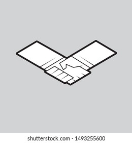 Line handshake icon isolated on a gray background. Vector image. esp 10