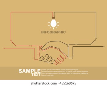 Line handshake and success business style. Vector illustration. can be used for workflow layout, diagram, number options, step up options, web design, banner template, infographic.