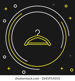 Line Hanger wardrobe icon isolated on black background. Cloakroom icon. Clothes service symbol. Laundry hanger sign. Colorful outline concept. Vector