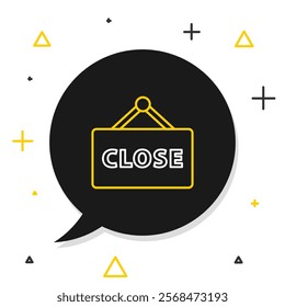 Line Hanging sign with text Closed icon isolated on white background. Business theme for cafe or restaurant. Colorful outline concept. Vector