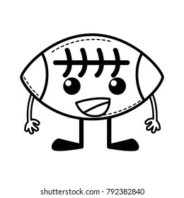 line happy american ball kawaii with arms and legs