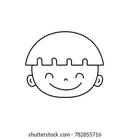 line happy avatar boy face with hairstyle