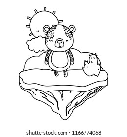 line happy bear animal in the float island