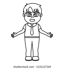 line happy boy child with shirt and pant