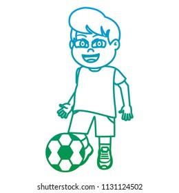 line happy boy child with soccer ball