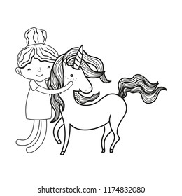 line happy boy hugging beauty unicorn