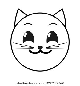 line happy cat face emoji expression