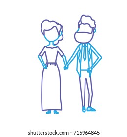 line happy couple together and romantic celebration