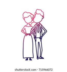 line happy couple together and romantic celebration