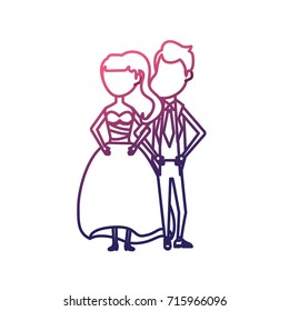 line happy couple together and romantic celebration
