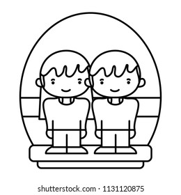 line happy couple woman and man together