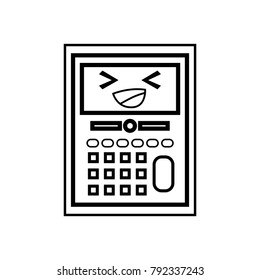 line happy and cute calculator object kawaii