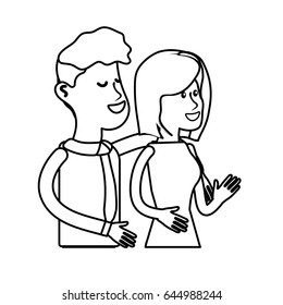 line happy cute couple with elegant wear