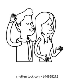 line happy cute couple with elegant wear