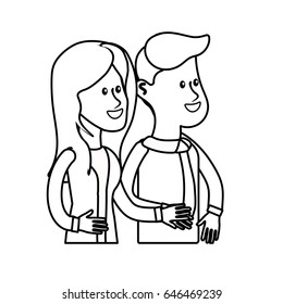 line happy cute couple with elegant wear