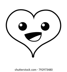 line happy heart passion kawaii character