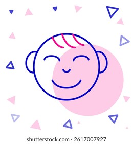 Line Happy little boy head icon isolated on white background. Face of baby boy. Colorful outline concept. Vector