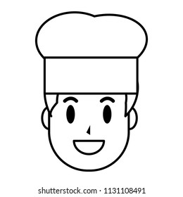 line happy man chef with hat design