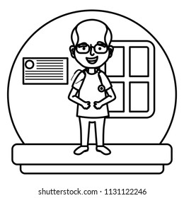 line happy man doctor with medicine uniform
