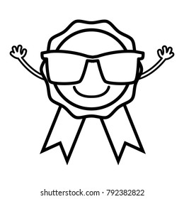 line happy medal prize kawaii with sunglasses