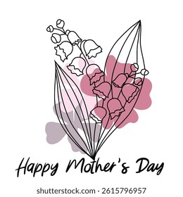 Line happy mother day. vector illustration