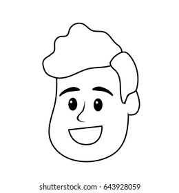 line happy and nice head man with hairstyle