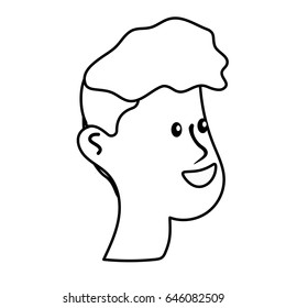line happy and nice head man with hairstyle