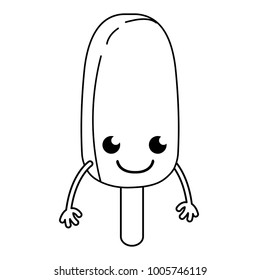 line happy oval ice lolly kawaii