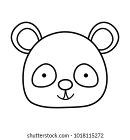 line happy panda head wild animal