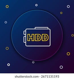 Icono de la unidad de disco duro aislado en fondo azul. Concepto de contorno colorido. Vector
