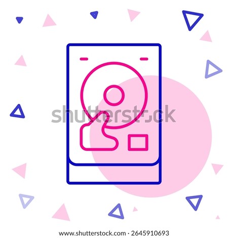 Line Hard disk drive HDD icon isolated on white background. Colorful outline concept. Vector
